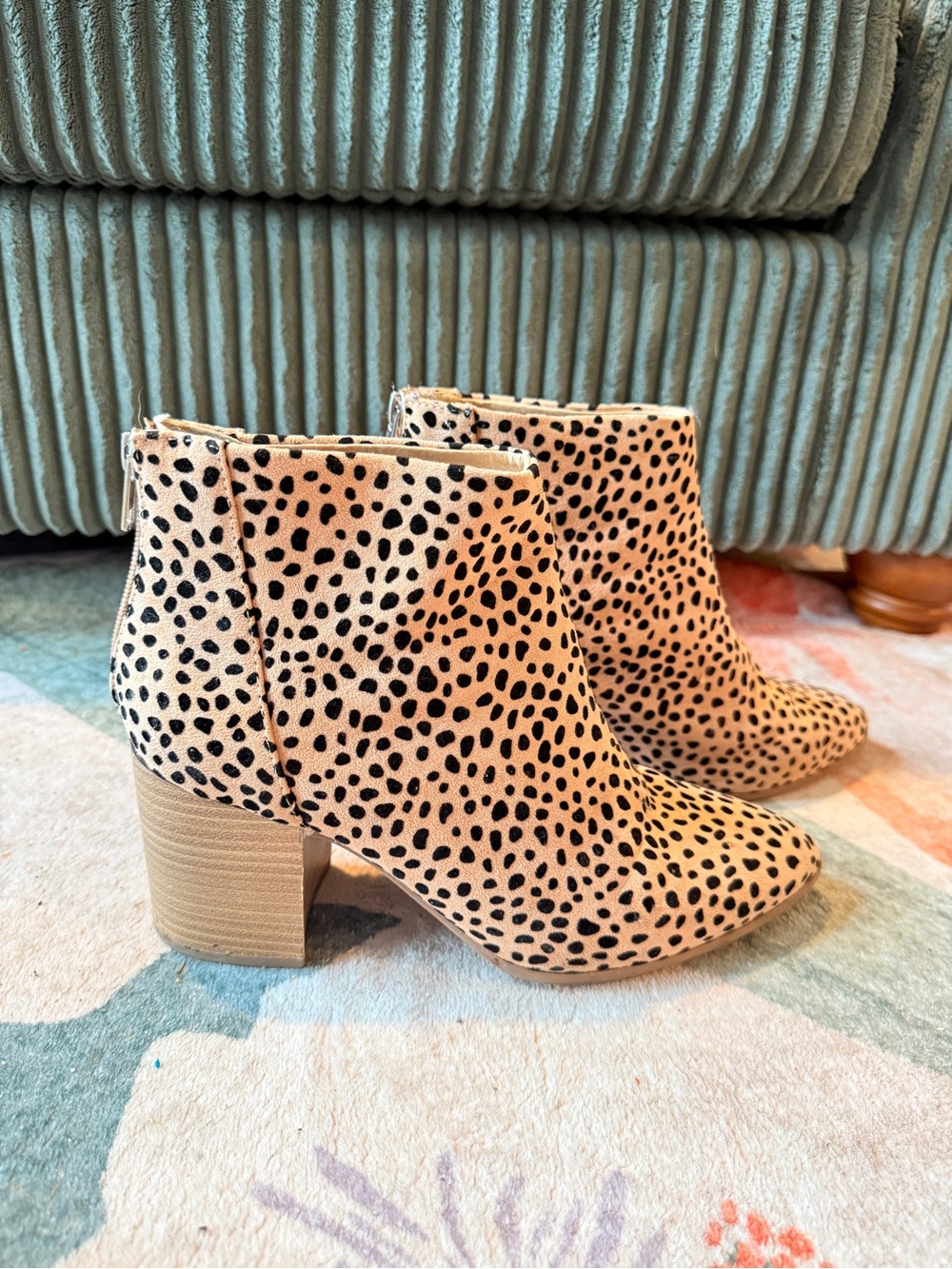 DV by Dolce Vita Tierney Faux Suede Cheetah Print Block Heel Booties (Size 9.5)